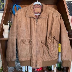 Hunting Club Vintage Brown Leather Jacket size large